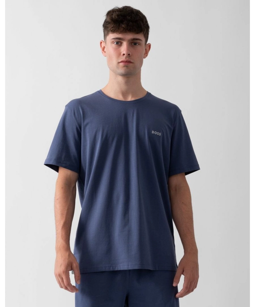 Hugo Boss Mix&Match Mens Stretch-Cotton Loungewear T-Shirt with Embroidered Logo - Navy - Size Medium